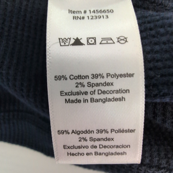 Jachs MFG Men's XL Thermal Shirt Navy Blue Waffle Knit Crewneck Long Sleeve - Picture 5 of 12